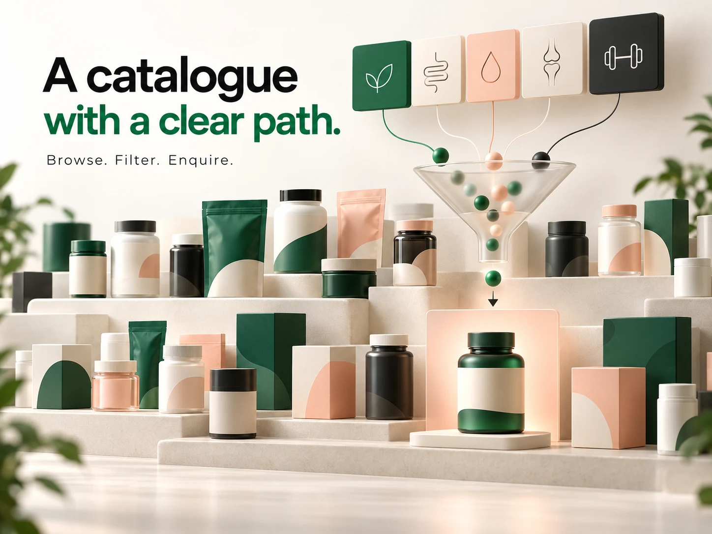 Conceptual illustration of categorized product discovery and filtering