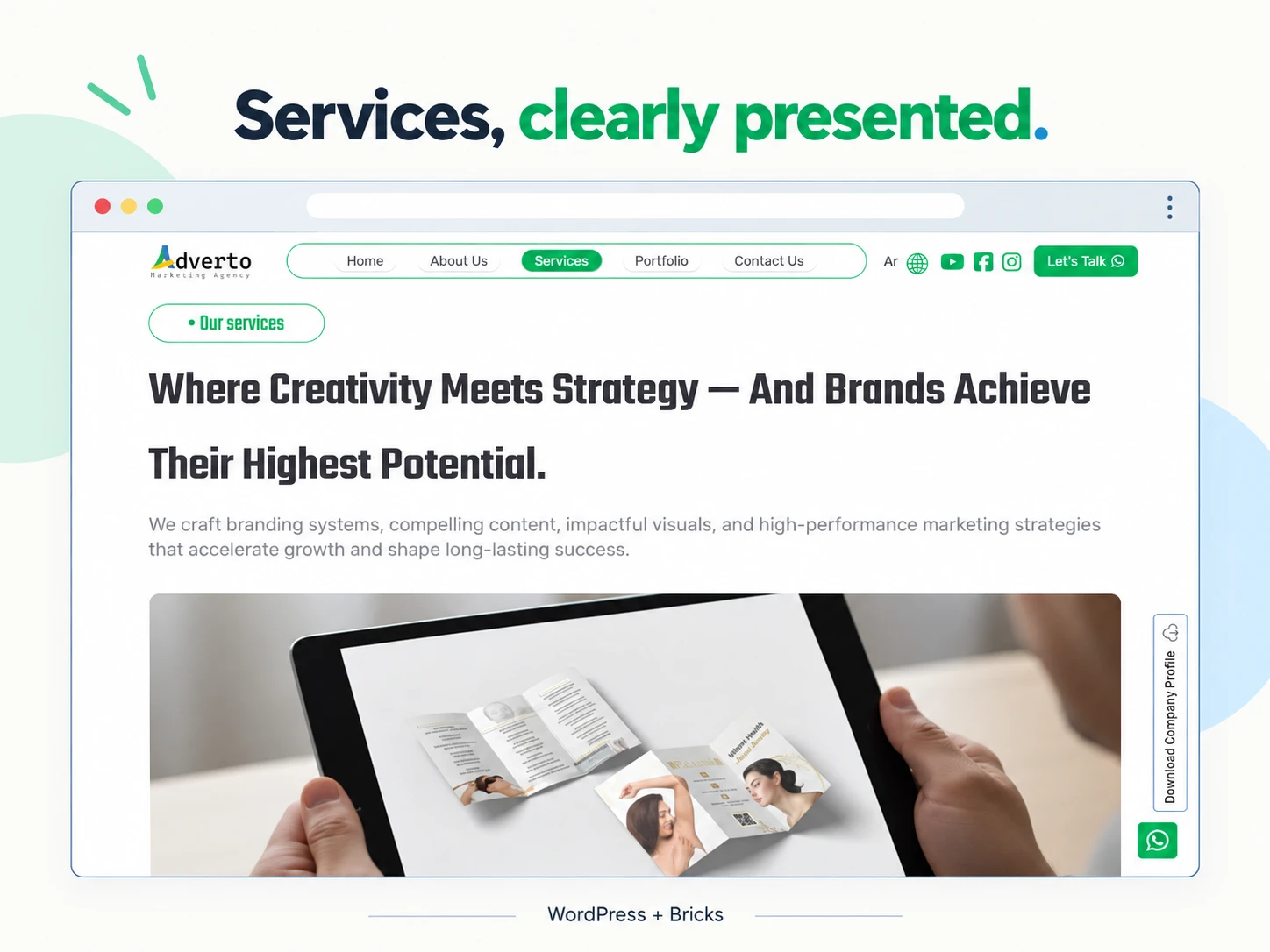 Adverto services-page interface