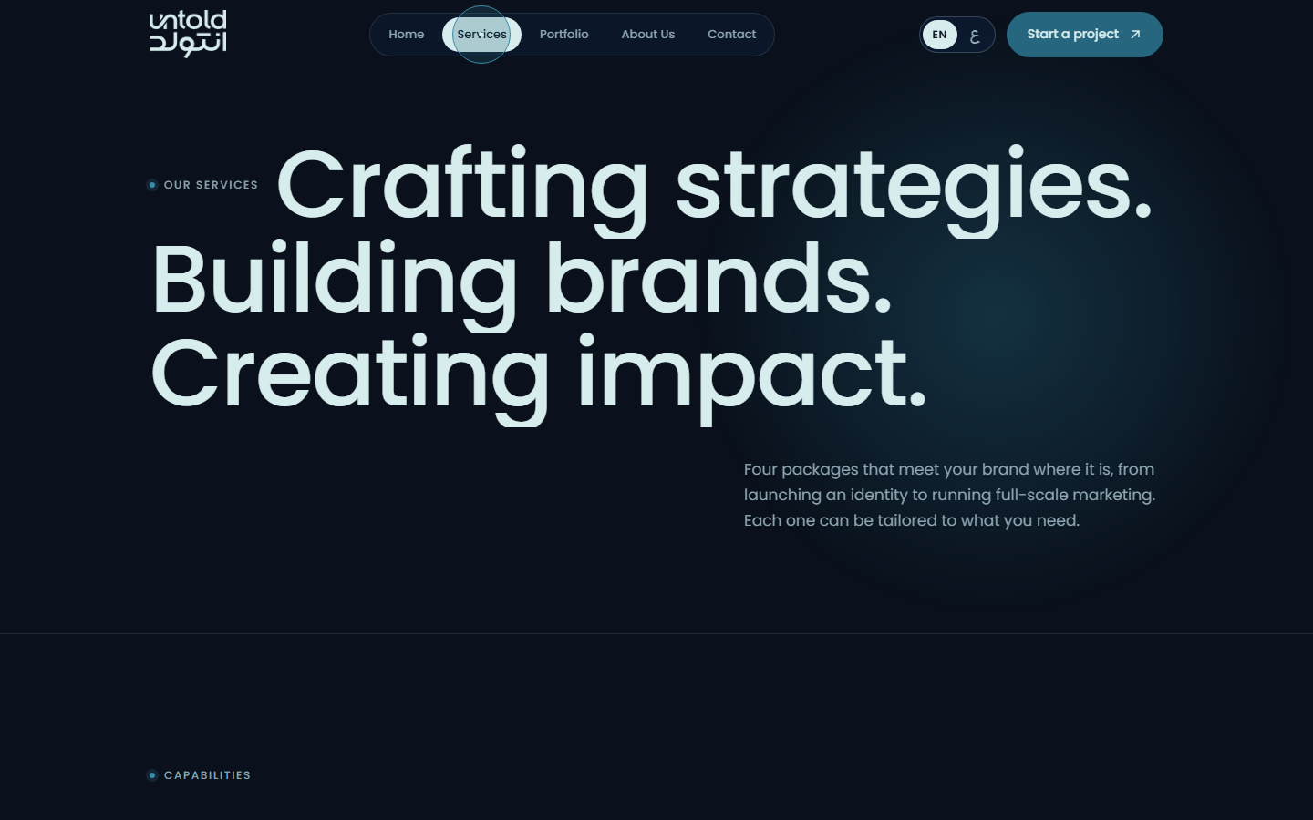 Untold services page layout